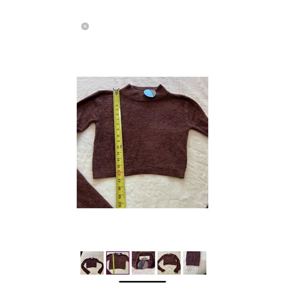 Double zero fuzzy soft long sleeve sweater shirt Brown large Mock Neck - Picture 8 of 8